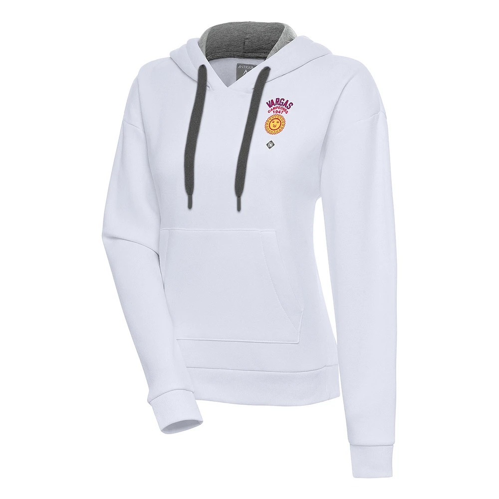 Women's Antigua White Vargas Campeones Victory Pullover Hoodie