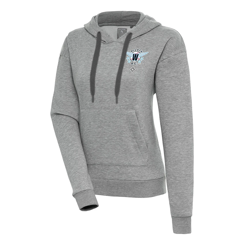 Women's Antigua Heather Gray Washington Pilots Victory Pullover Hoodie