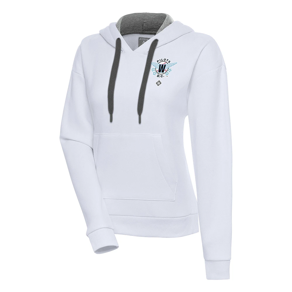 Women's Antigua White Washington Pilots Victory Pullover Hoodie