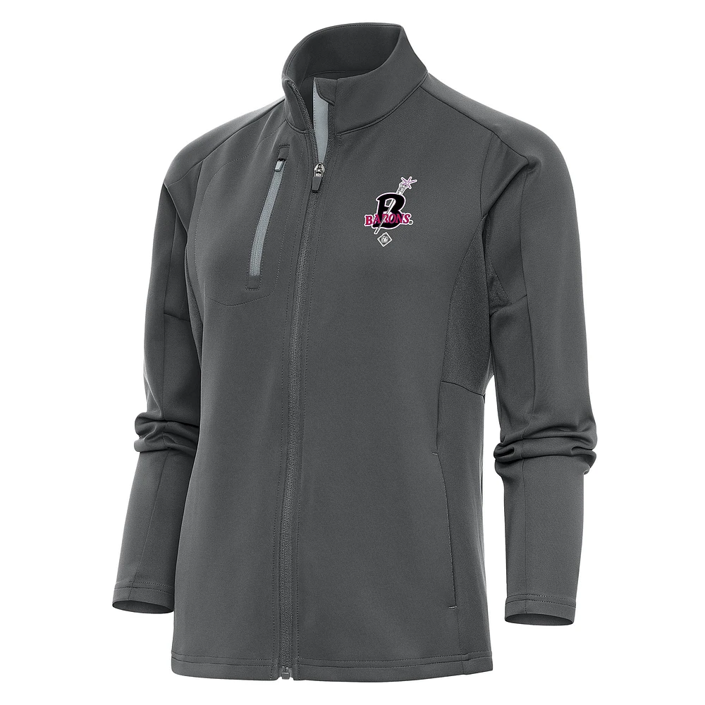 Women's Antigua Charcoal Birmingham Black Barons Generation Full-Zip Jacket