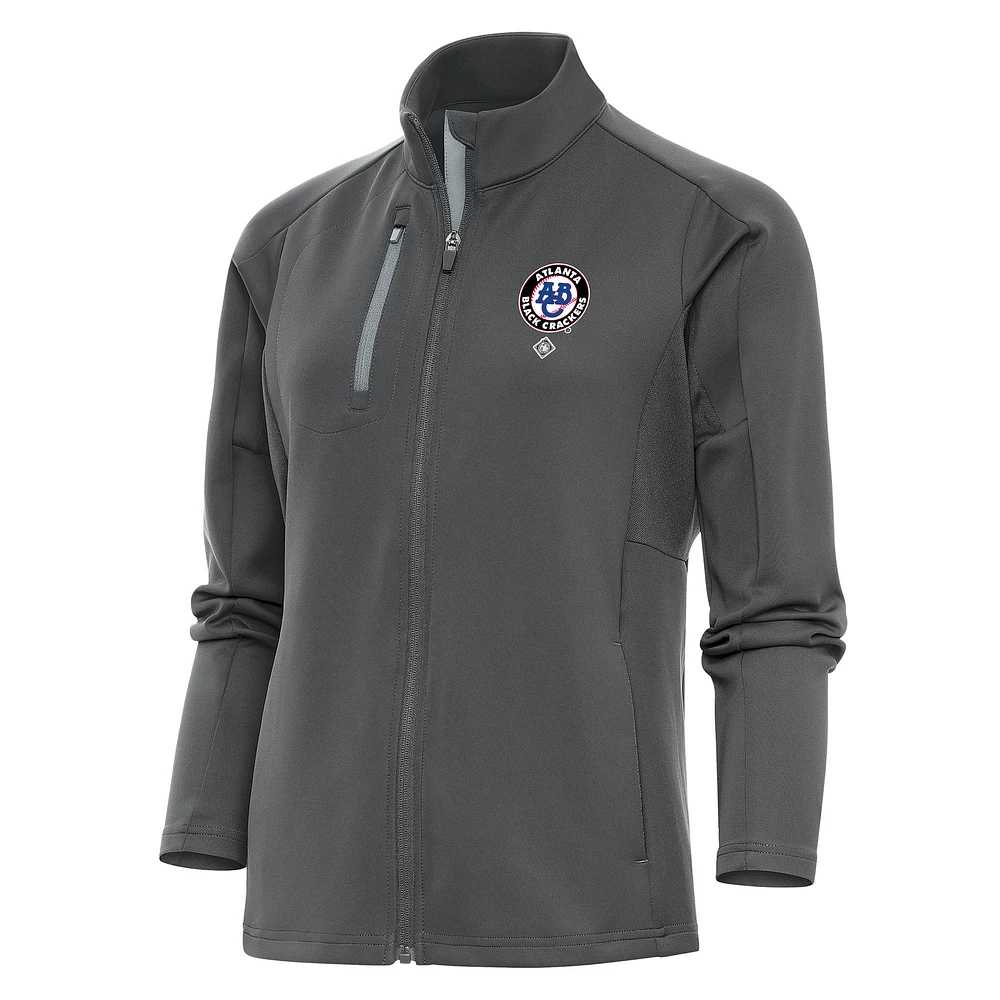 Women's Antigua Charcoal Atlanta Black Crackers Generation Full-Zip Jacket