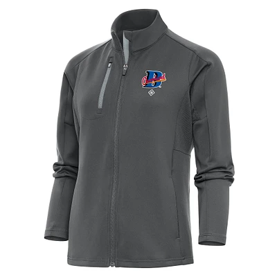 Women's Antigua Charcoal Cleveland Buckeyes Generation Full-Zip Jacket