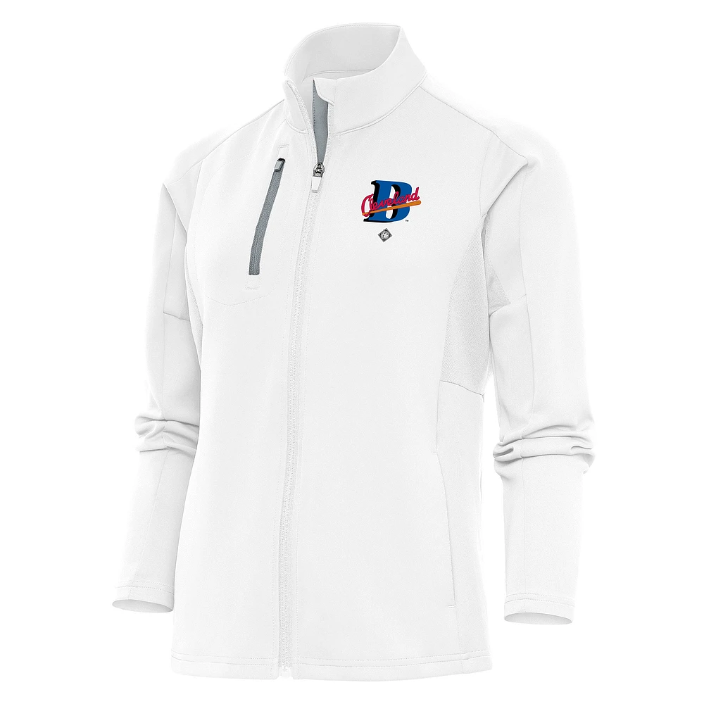 Women's Antigua White Cleveland Buckeyes Generation Full-Zip Jacket