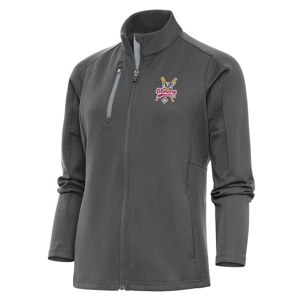 Women's Antigua Charcoal Indianapolis Clowns Generation Full-Zip Jacket