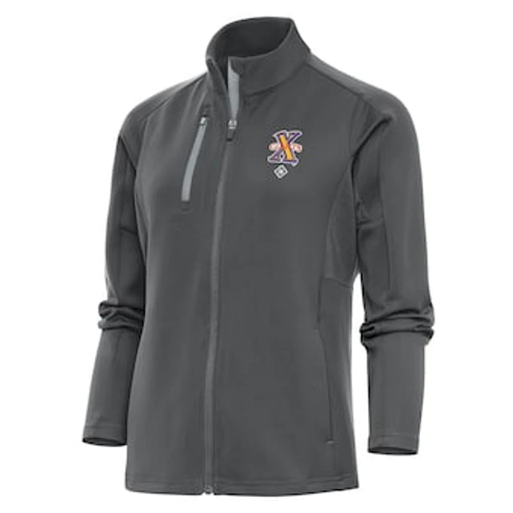 Women's Antigua Charcoal Cuban Giants Generation Full-Zip Jacket