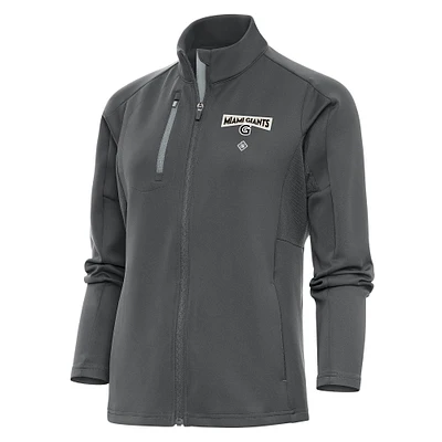 Women's Antigua Charcoal Miami Giants Generation Full-Zip Jacket
