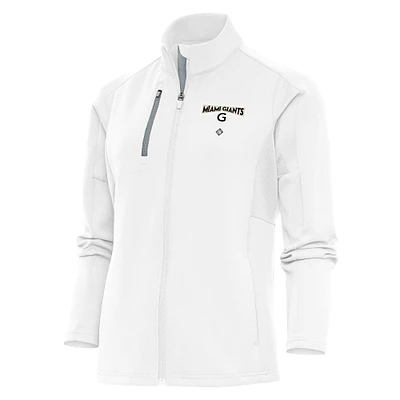 Women's Antigua White Miami Giants Generation Full-Zip Jacket