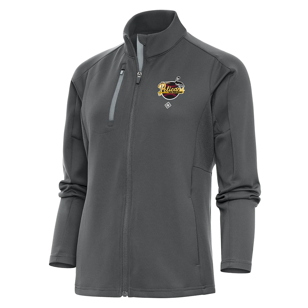Women's Antigua Charcoal New Orleans Black Pelicans Generation Full-Zip Jacket