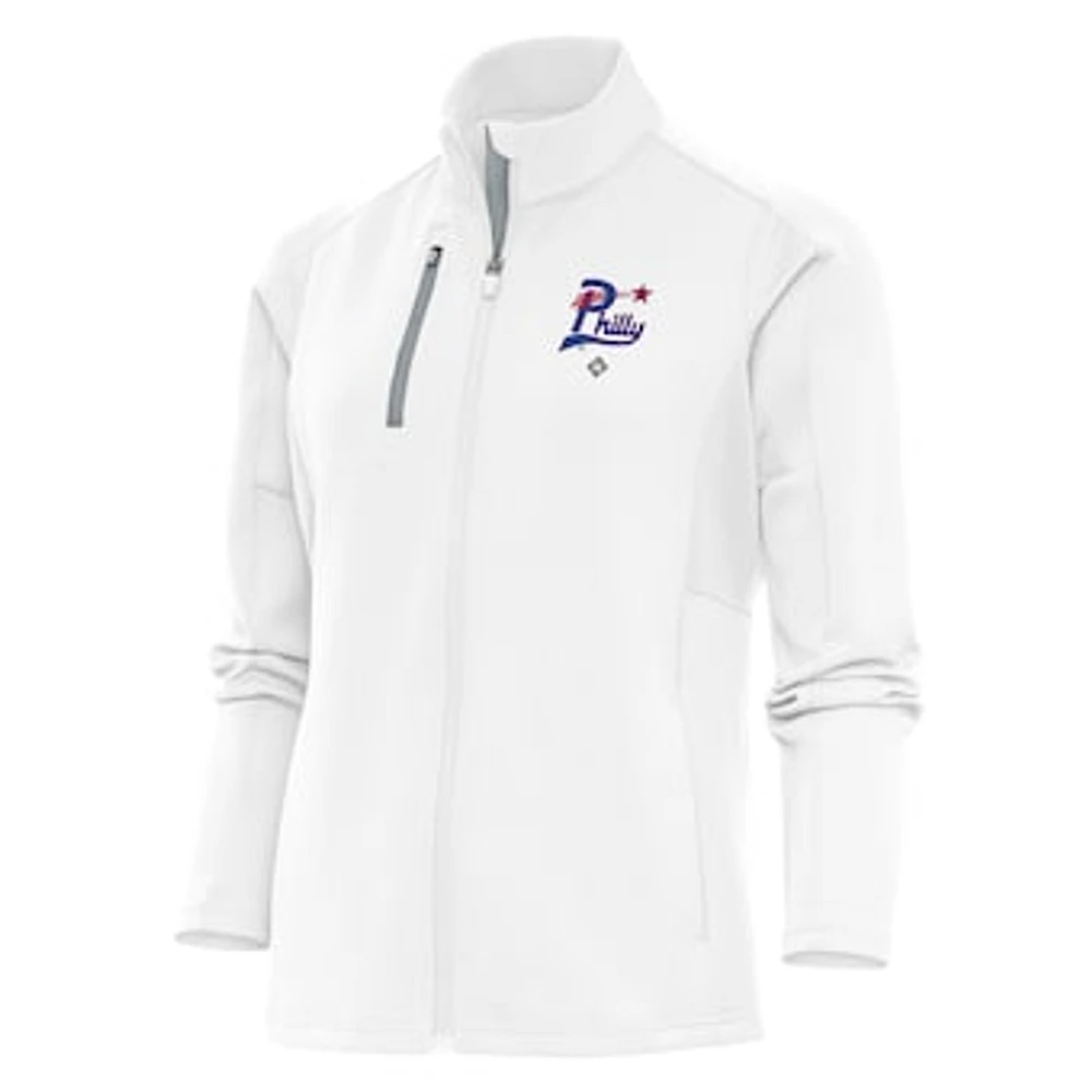 Women's Antigua White Philadelphia Stars Generation Full-Zip Jacket