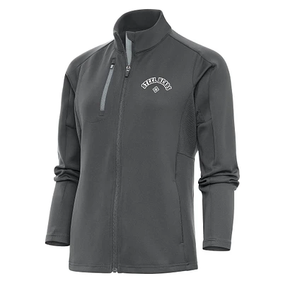 Women's Antigua Charcoal Seattle Steelheads Generation Full-Zip Jacket