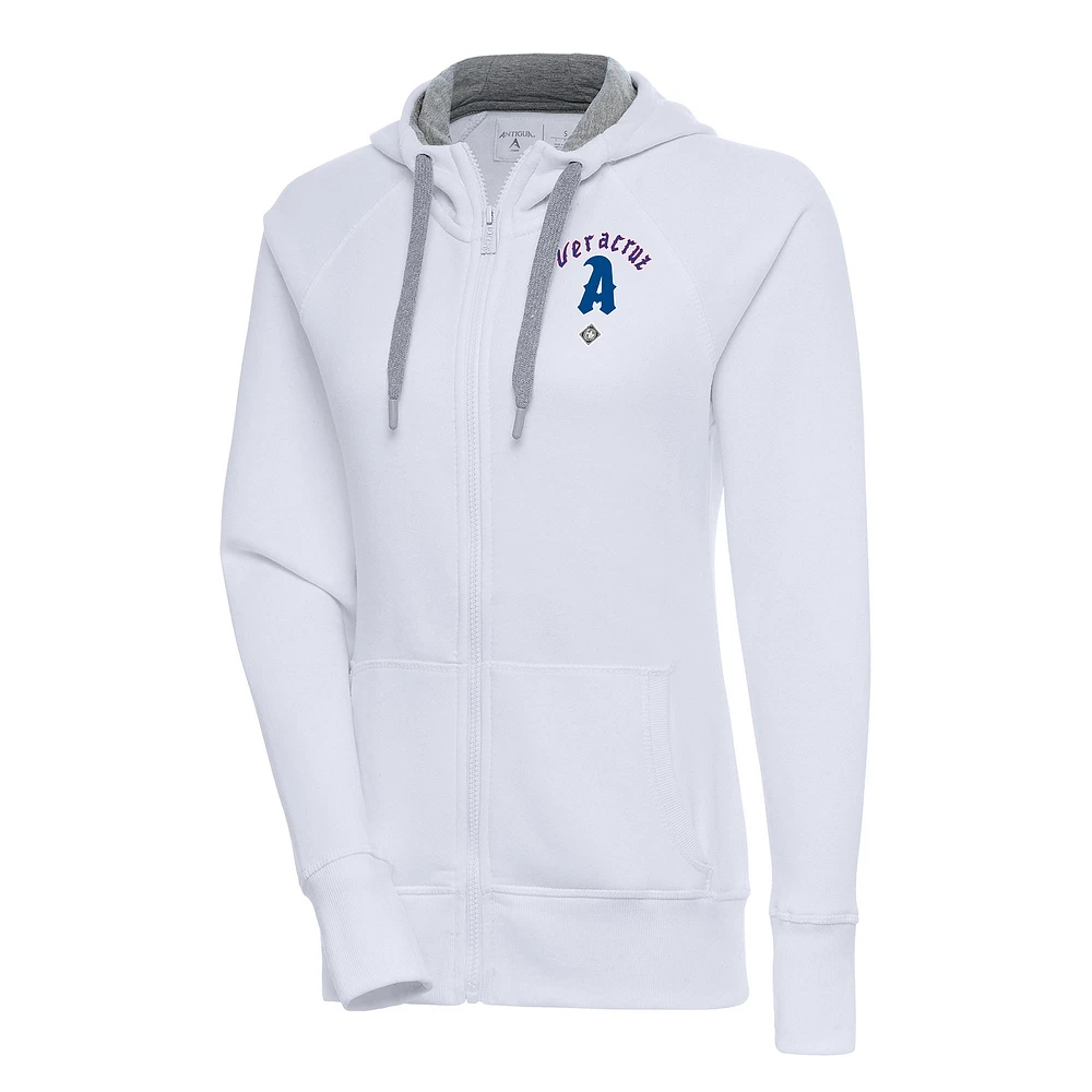 Women's Antigua White Azules de Veracruz Victory Full-Zip Hoodie