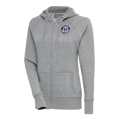 Women's Antigua Heather Gray Atlanta Black Crackers Victory Full-Zip Hoodie