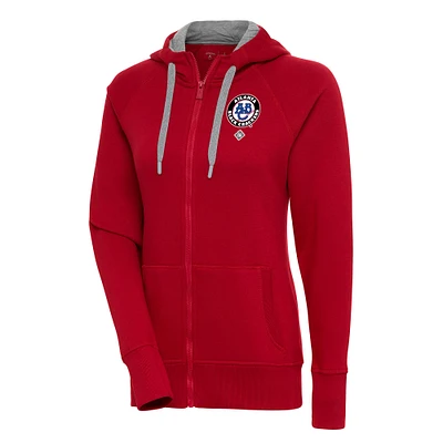 Women's Antigua Red Atlanta Black Crackers Victory Full-Zip Hoodie