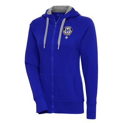Women's Antigua Royal Atlanta Black Crackers Victory Full-Zip Hoodie
