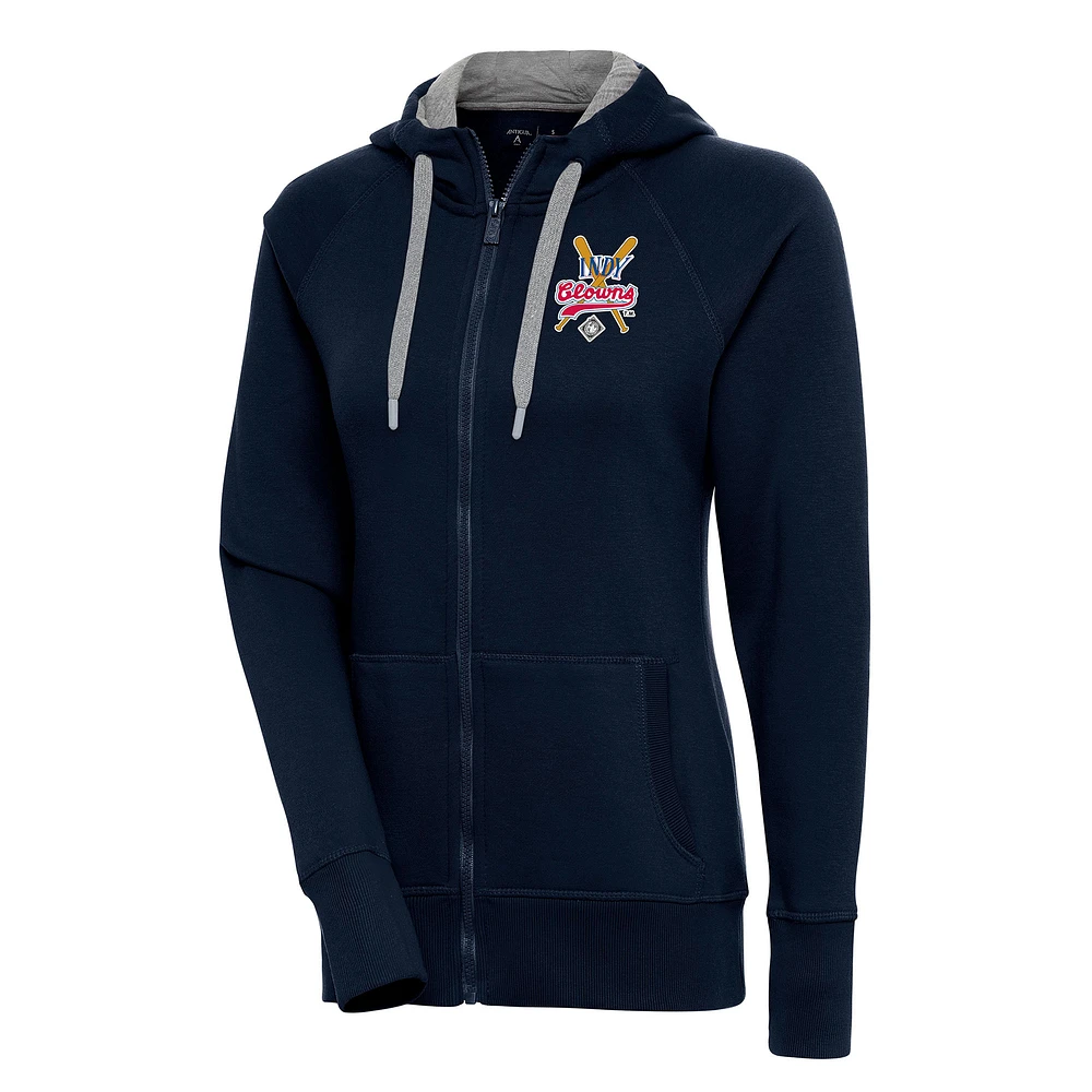 Women's Antigua Navy Indianapolis Clowns Victory Full-Zip Hoodie