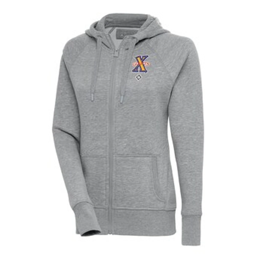 Women's Antigua Heather Gray Cuban Giants Victory Full-Zip Hoodie