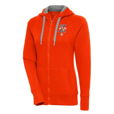 Women's Antigua Orange Cuban Giants Victory Full-Zip Hoodie