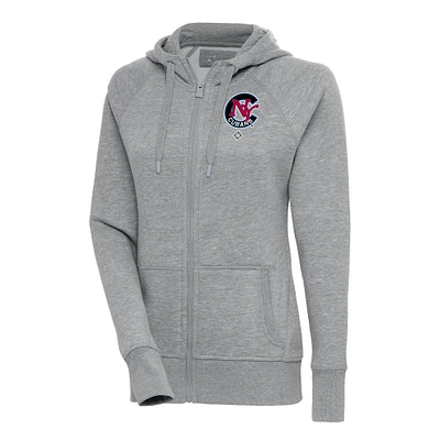 Women's Antigua Heather Gray New York Cubans Victory Full-Zip Hoodie