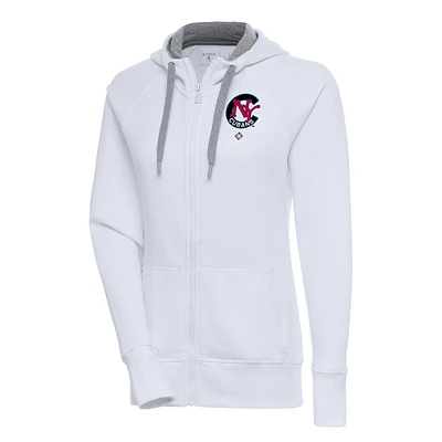 Women's Antigua White New York Cubans Victory Full-Zip Hoodie