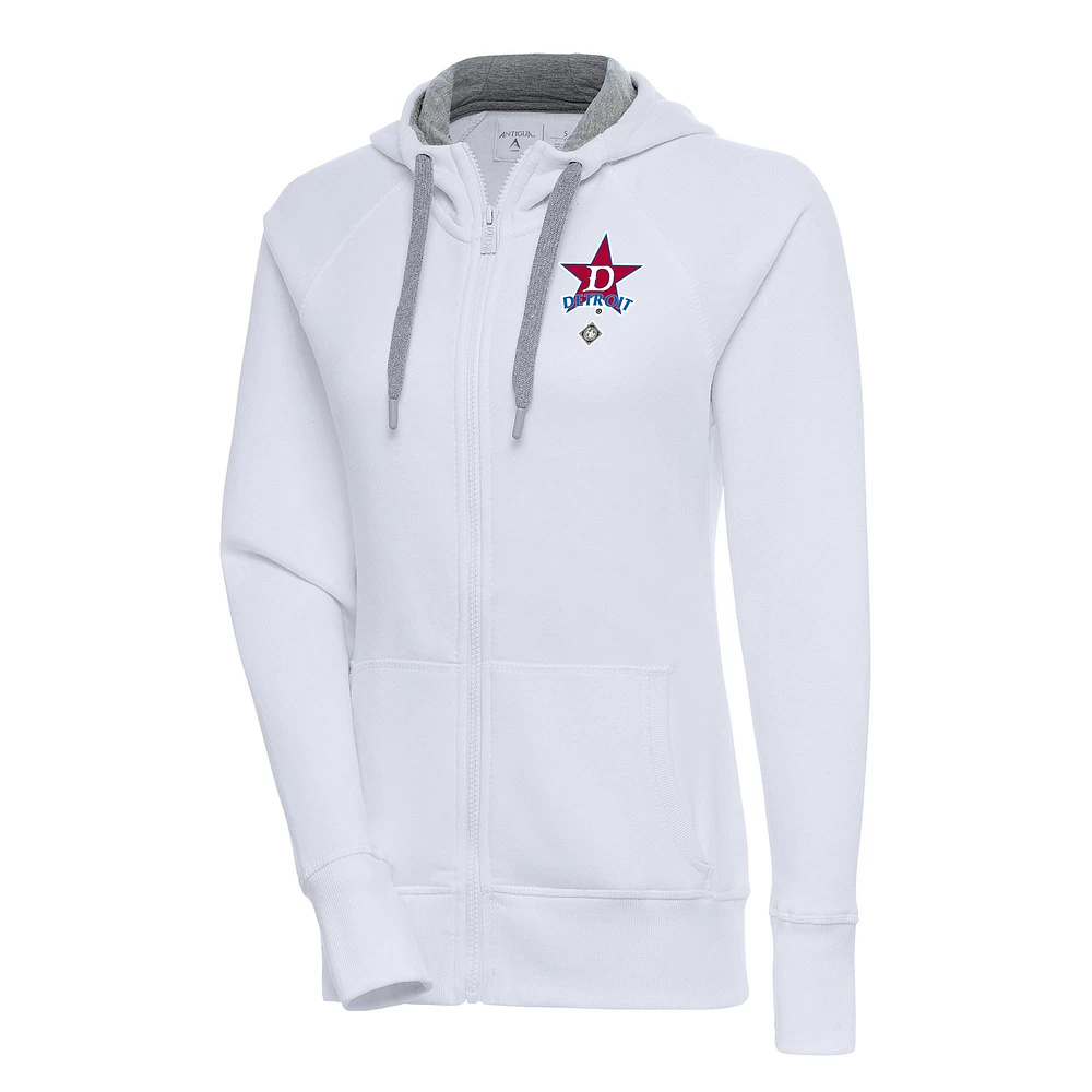 Women's Antigua White Detroit Stars Victory Full-Zip Hoodie