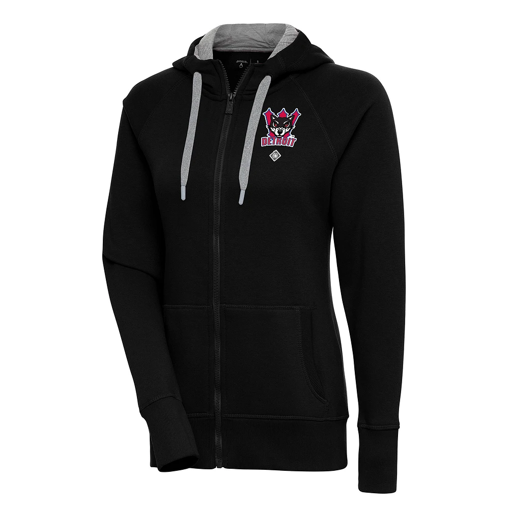 Women's Antigua Black Detroit Wolves Victory Full-Zip Hoodie