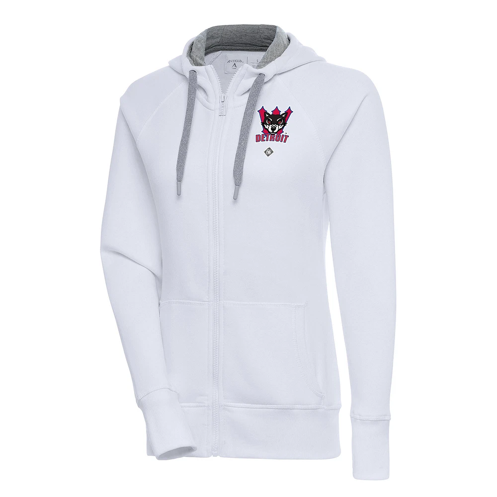 Women's Antigua White Detroit Wolves Victory Full-Zip Hoodie