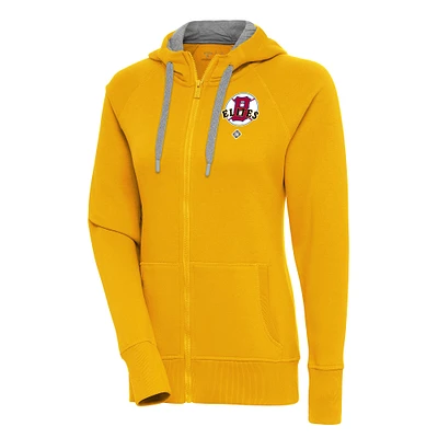 Women's Antigua Gold Baltimore Elite Giants Victory Full-Zip Hoodie