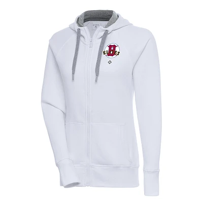 Women's Antigua White Baltimore Elite Giants Victory Full-Zip Hoodie