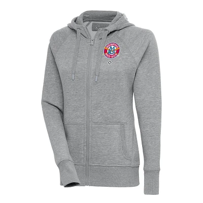 Women's Antigua Heather Gray Memphis Red Sox Victory Full-Zip Hoodie