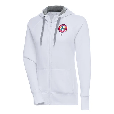 Women's Antigua White Memphis Red Sox Victory Full-Zip Hoodie