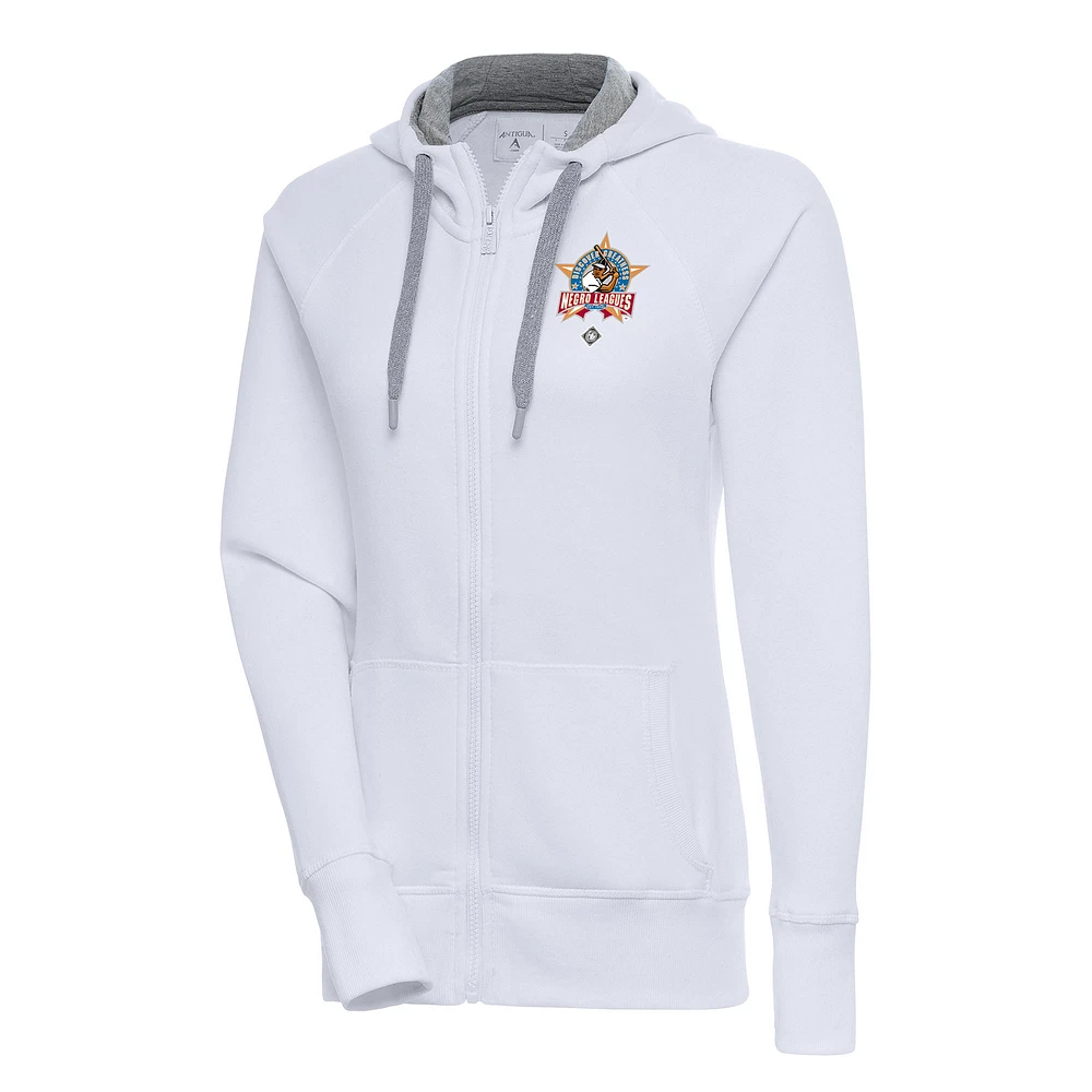 Women's Antigua White Negro League Victory Full-Zip Hoodie