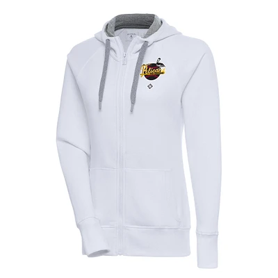 Women's Antigua White New Orleans Black Pelicans Victory Full-Zip Hoodie