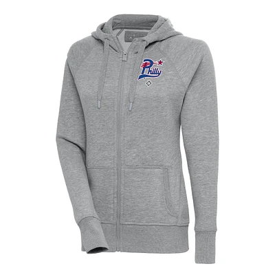 Women's Antigua Heather Gray Philadelphia Stars Victory Full-Zip Hoodie