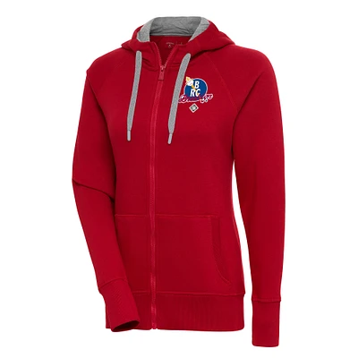 Women's Antigua Red Brooklyn Royal Giants Victory Full-Zip Hoodie