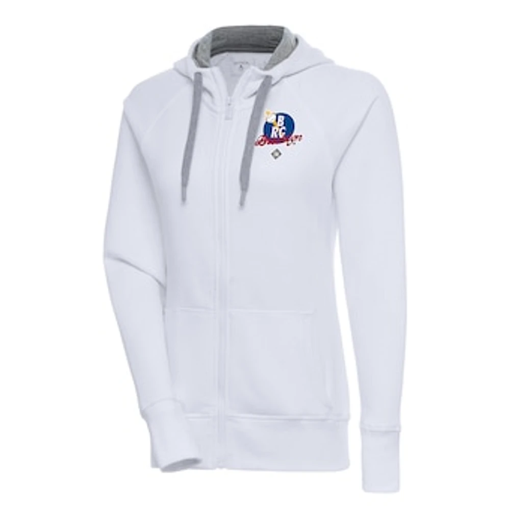 Women's Antigua White Brooklyn Royal Giants Victory Full-Zip Hoodie