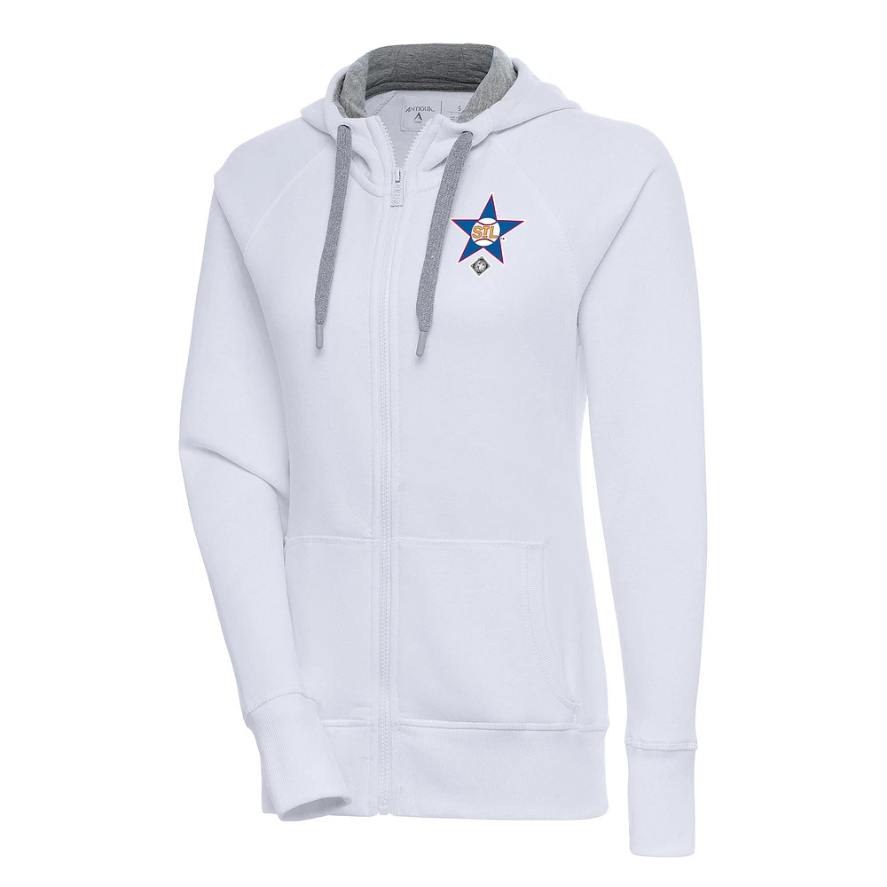 Women's Antigua White St. Louis Stars Victory Full-Zip Hoodie