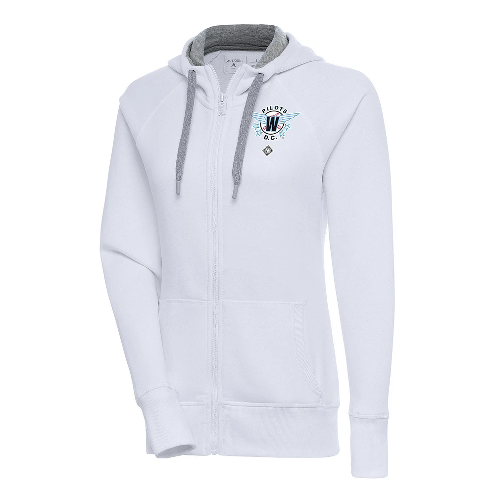 Women's Antigua White Washington Pilots Victory Full-Zip Hoodie