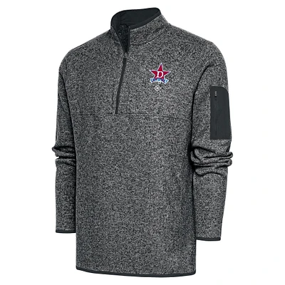 Men's Antigua Heather Charcoal Detroit Stars Fortune Quarter-Zip Pullover Jacket