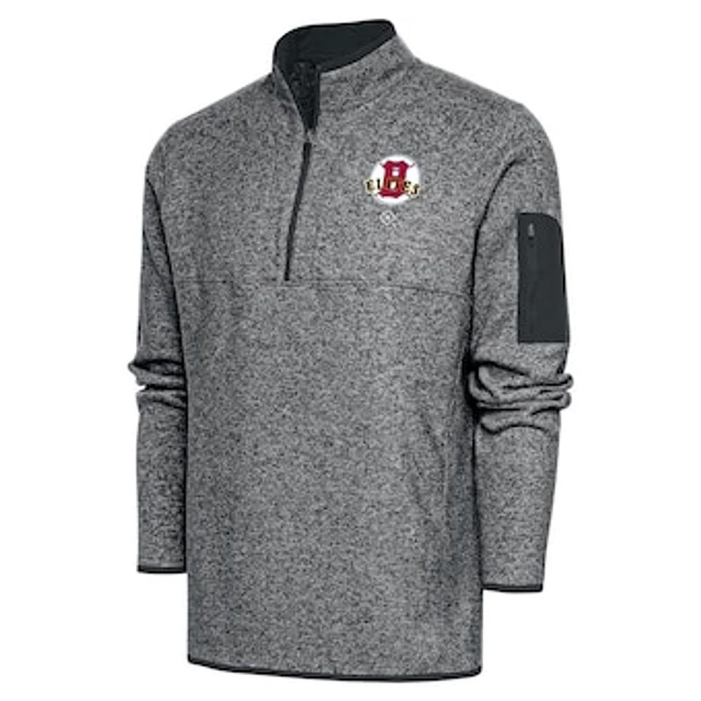 Men's Antigua Heather Charcoal Baltimore Elite Giants Fortune Quarter-Zip Pullover Jacket