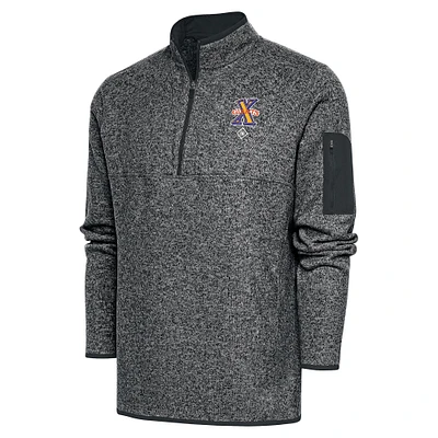 Men's Antigua Heather Charcoal Cuban Giants Fortune Quarter-Zip Pullover Jacket
