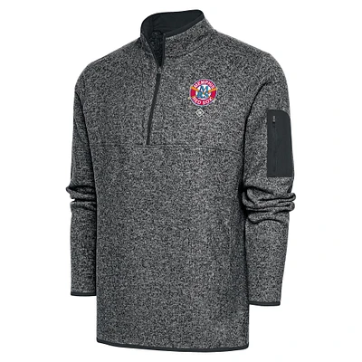 Men's Antigua Heather Charcoal Memphis Red Sox Fortune Quarter-Zip Pullover Jacket