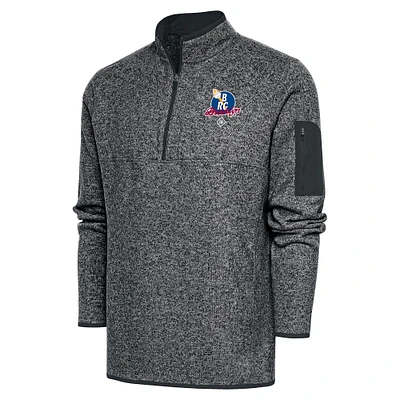 Men's Antigua Heather Charcoal Brooklyn Royal Giants Fortune Quarter-Zip Pullover Jacket
