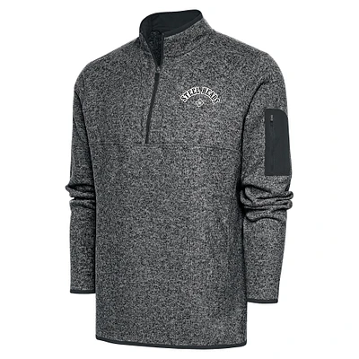 Men's Antigua Heather Charcoal Seattle Steelheads Fortune Quarter-Zip Pullover Jacket