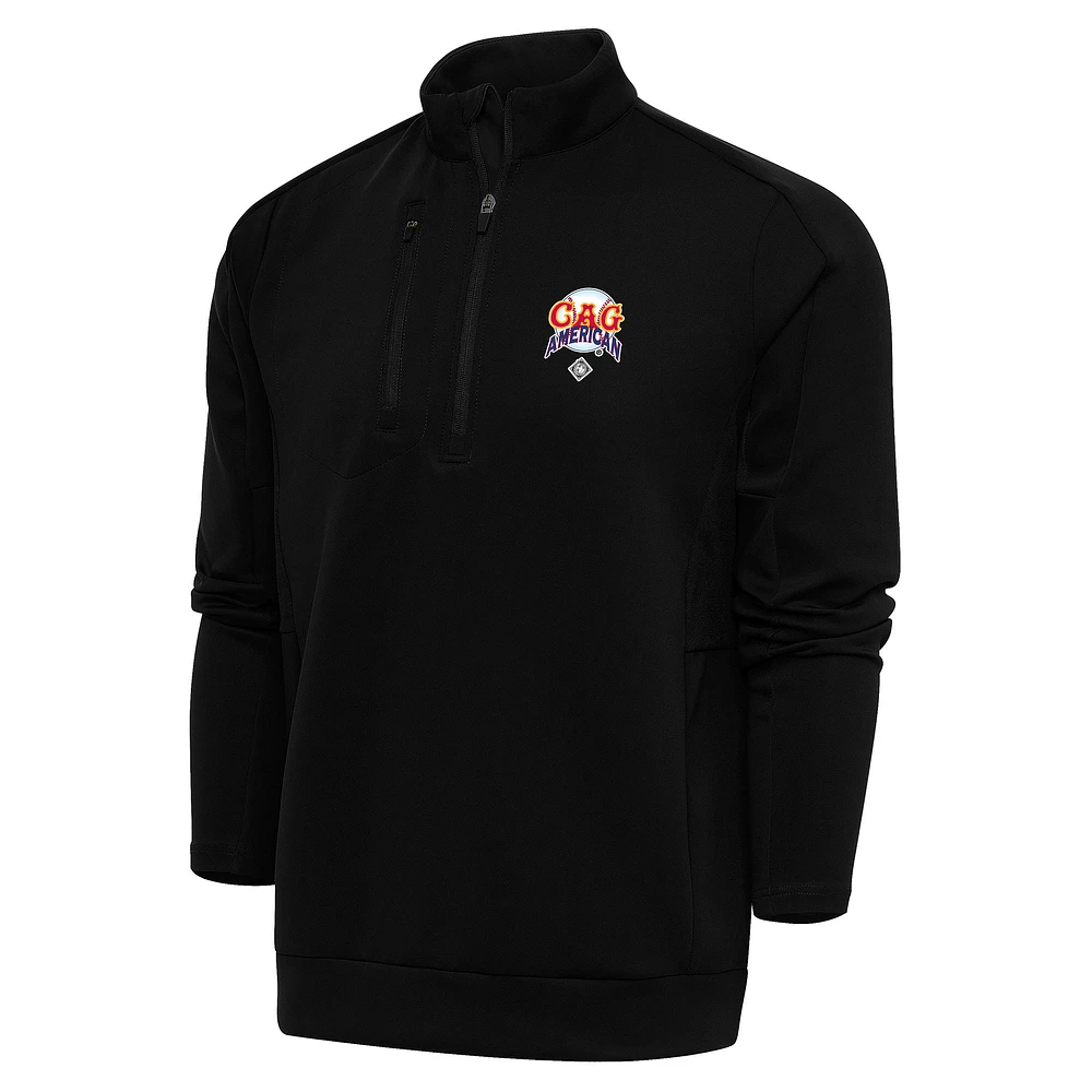Men's Antigua Black Chicago American Giants Generation Quarter-Zip Pullover Top