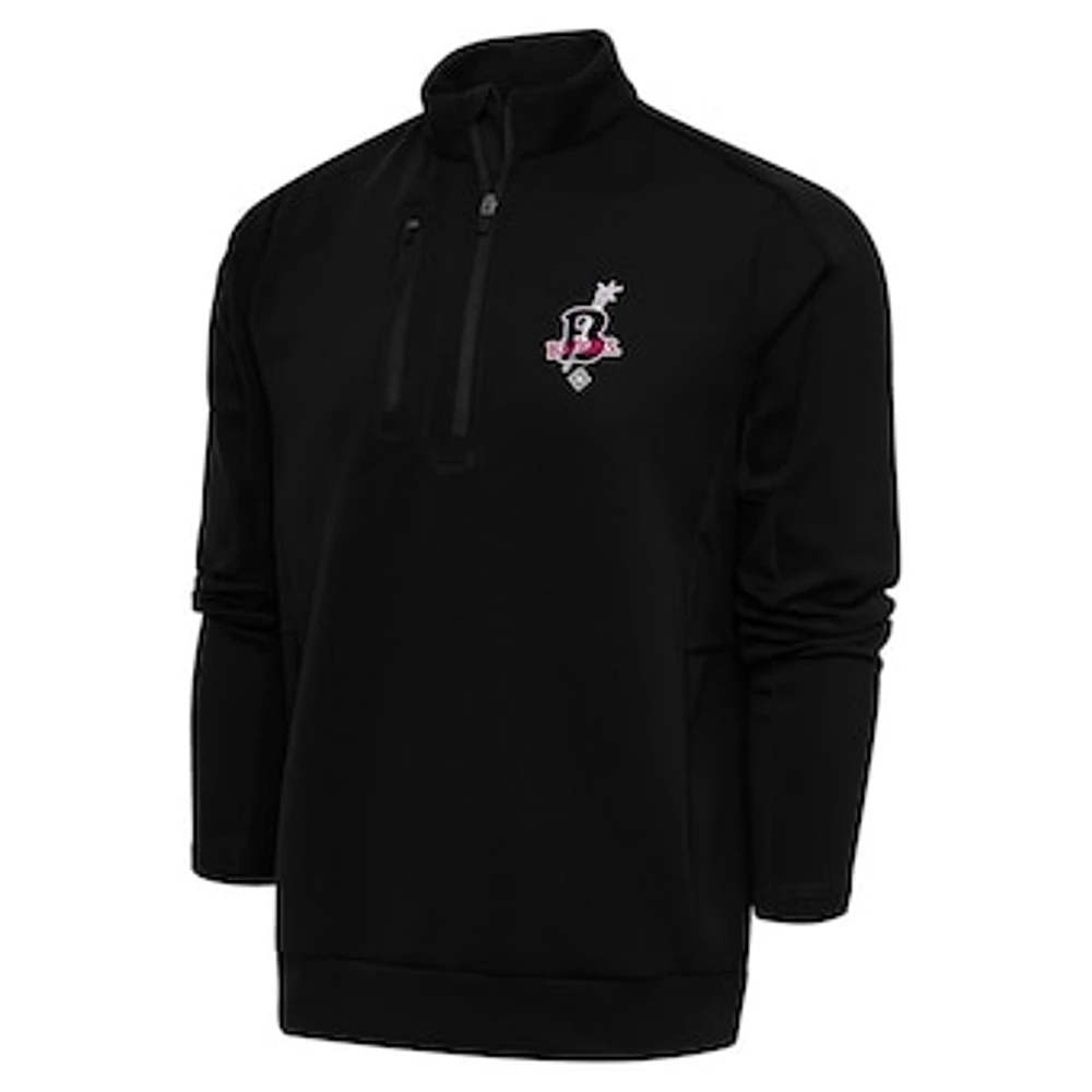 Men's Antigua Black Birmingham Barons Generation Quarter-Zip Pullover Top