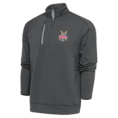 Men's Antigua Charcoal Indianapolis Clowns Generation Quarter-Zip Pullover Top