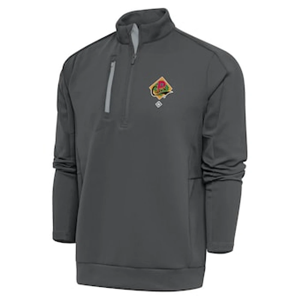 Men's Antigua Charcoal Pittsburgh Crawfords Generation Quarter-Zip Pullover Top