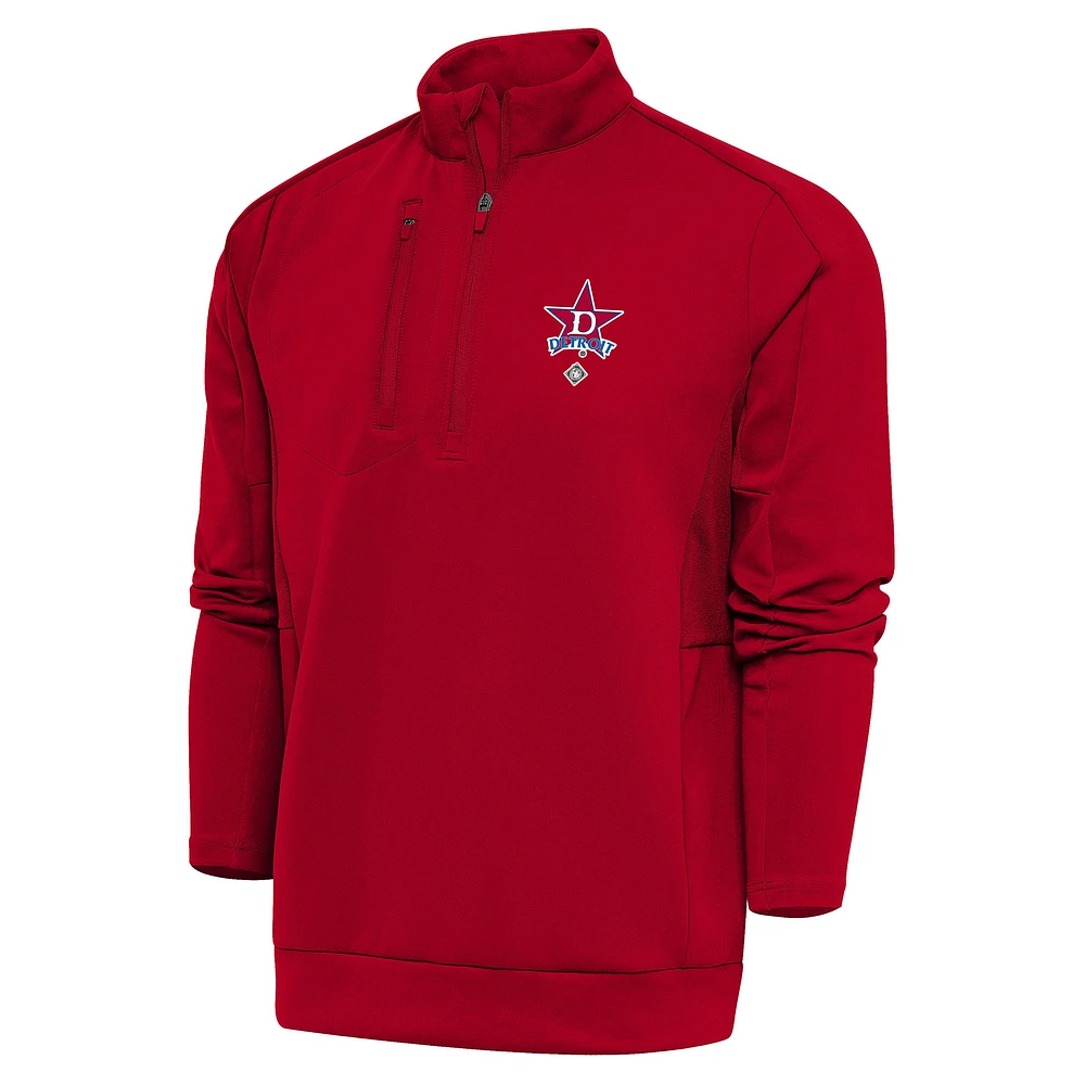 Men's Antigua Red Detroit Stars Generation Quarter-Zip Pullover Top