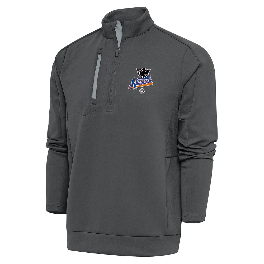 Men's Antigua Charcoal Newark Eagles Generation Quarter-Zip Pullover Top