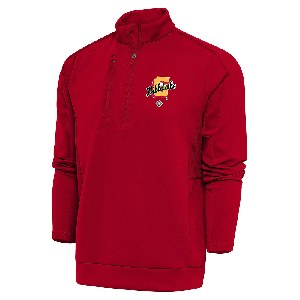 Men's Antigua Red Hilldale Club Generation Quarter-Zip Pullover Top